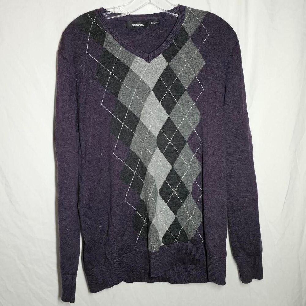 vintage y2k purple argyle preppy pullover sweater